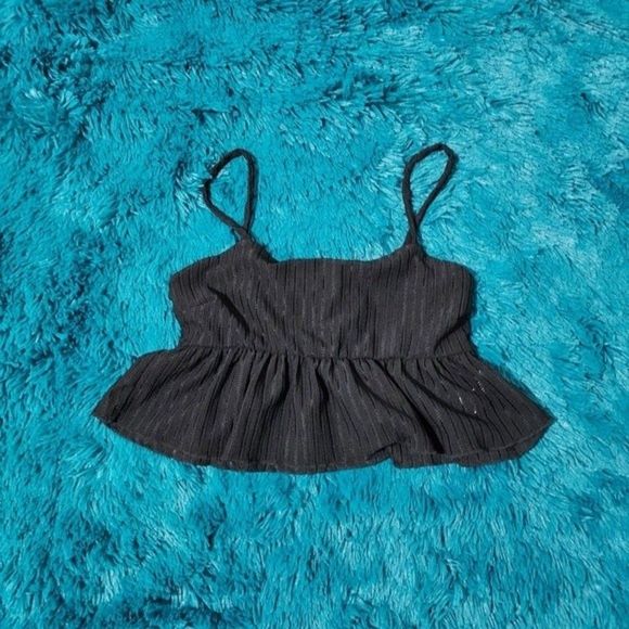 LOVE J Black Peplum Crop Cami M - Picture 1 of 5